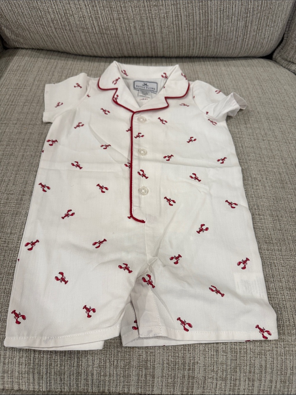 Petite Plume Baby twill summer Boy Romper Size 3-6 months